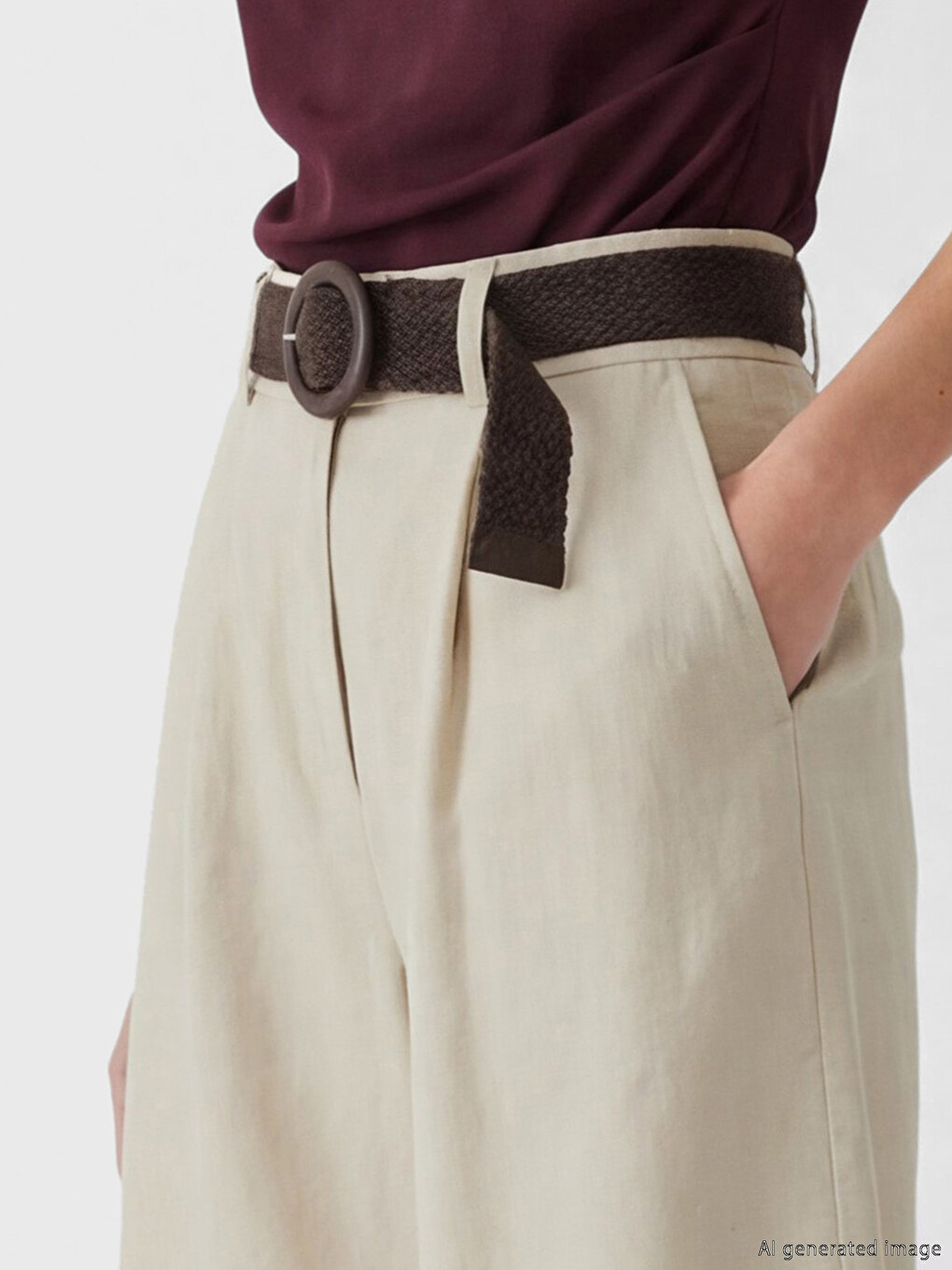 Waist Belted Pleated Women's Shorts-2