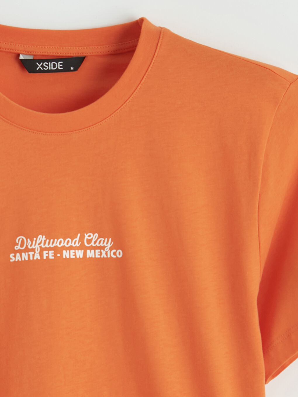 Turuncu Bisiklet Yaka Baskılı Penye Erkek Tişört-2