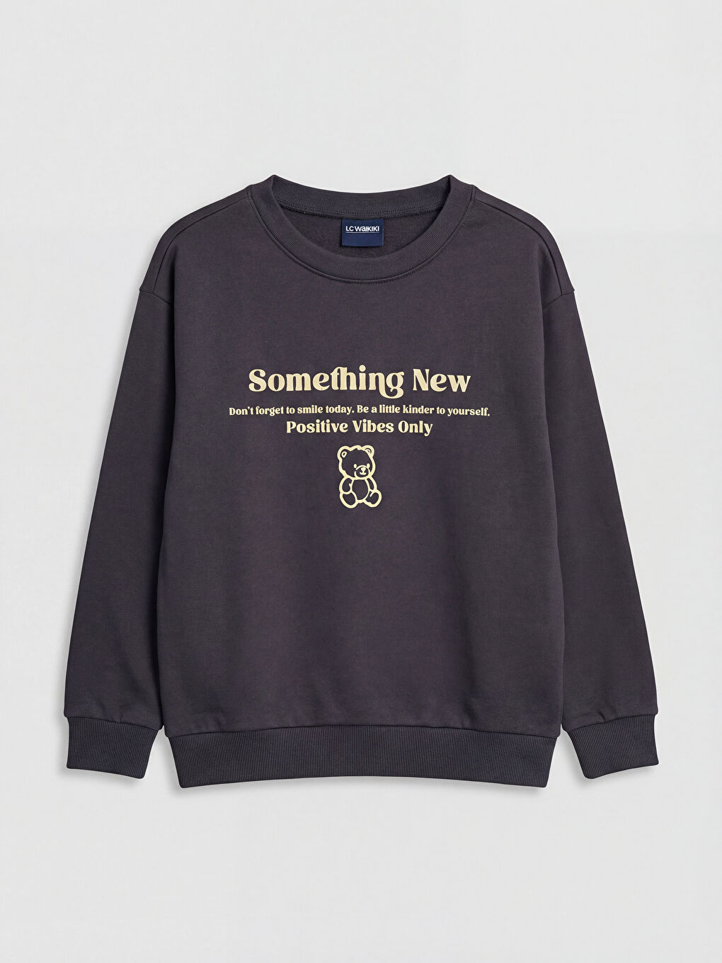 Crew Neck Printed Girls' Thick Sweatshirt