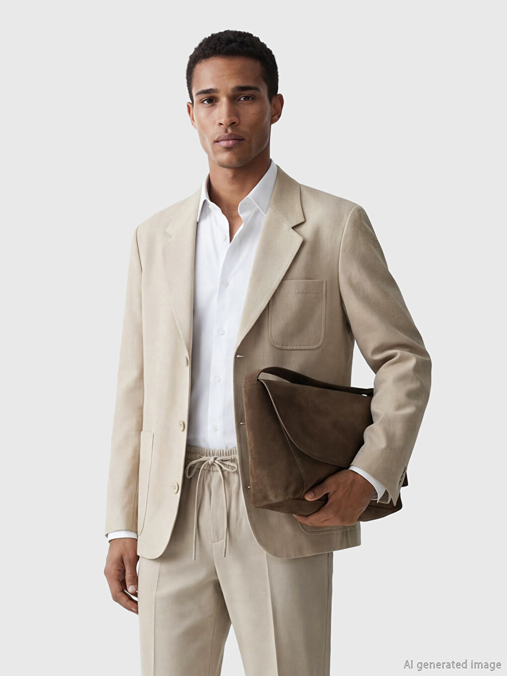 Bej Standart Kalıp Erkek Blazer Ceket