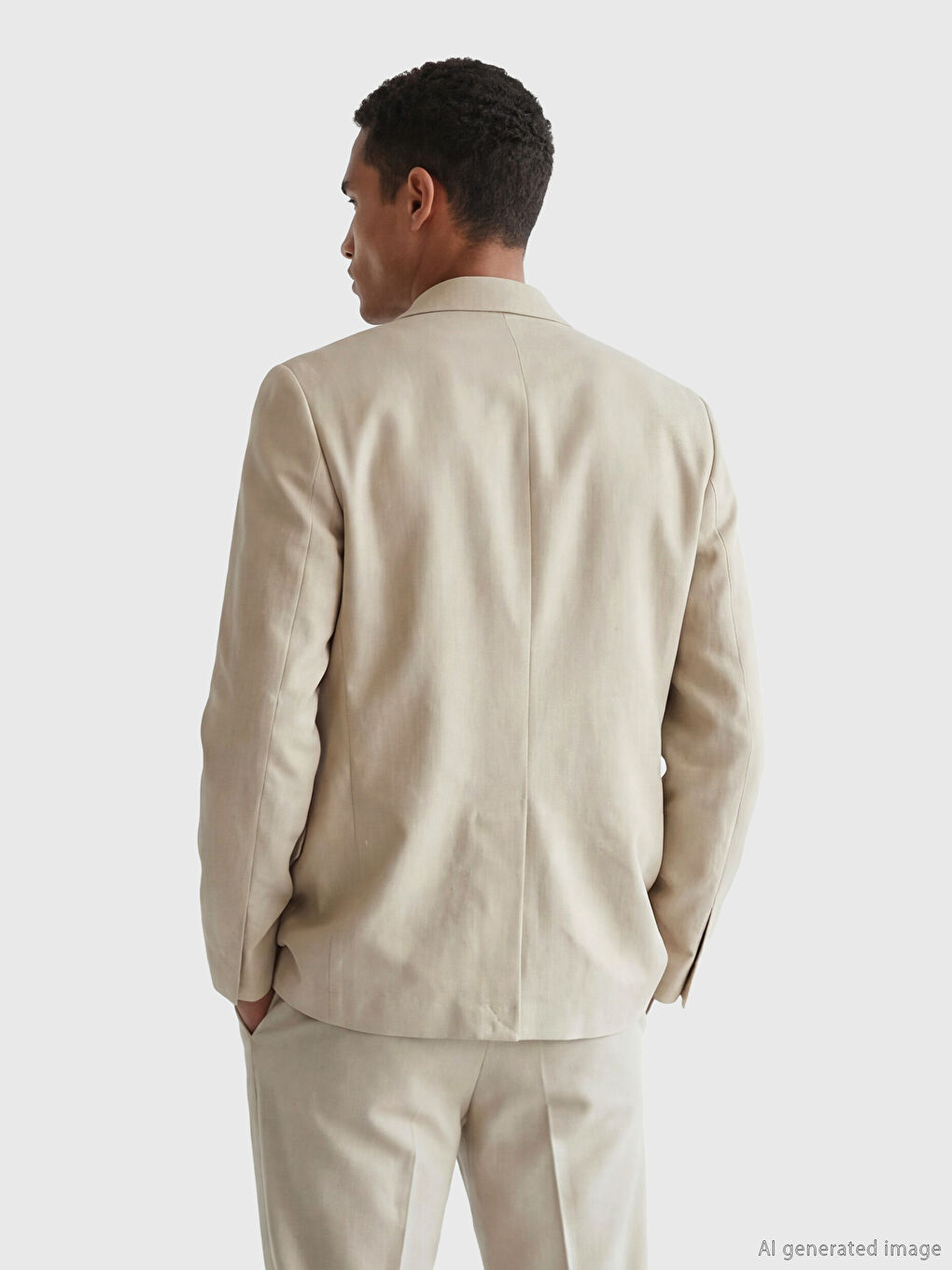 Bej Standart Kalıp Erkek Blazer Ceket-2