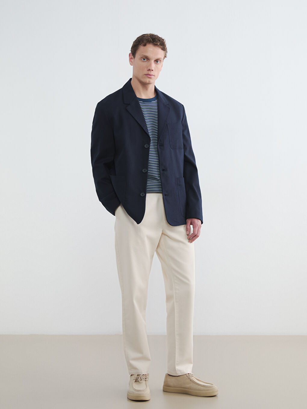 Lacivert Standart Kalıp Erkek Blazer Ceket-1