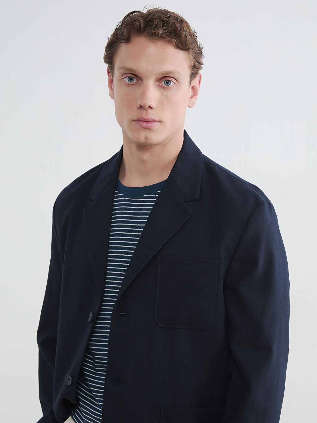 Lacivert Standart Kalıp Erkek Blazer Ceket-2