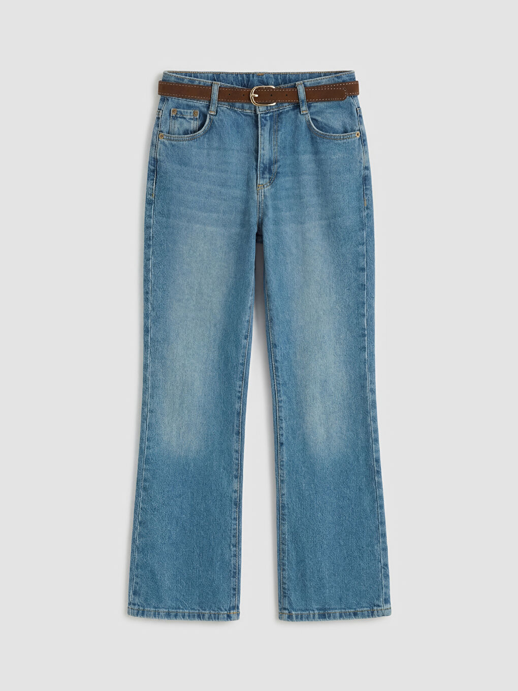 İndigo İspanyol Paça Kız Çocuk Jean Pantolon-1