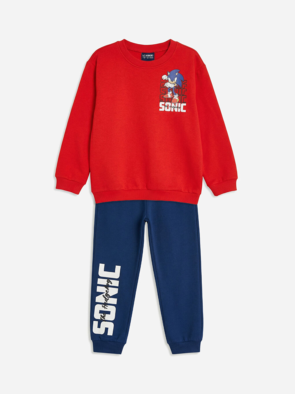 Kırmızı Sonic Baskılı Erkek Çocuk Kalın Sweatshirt ve Eşofman Altı