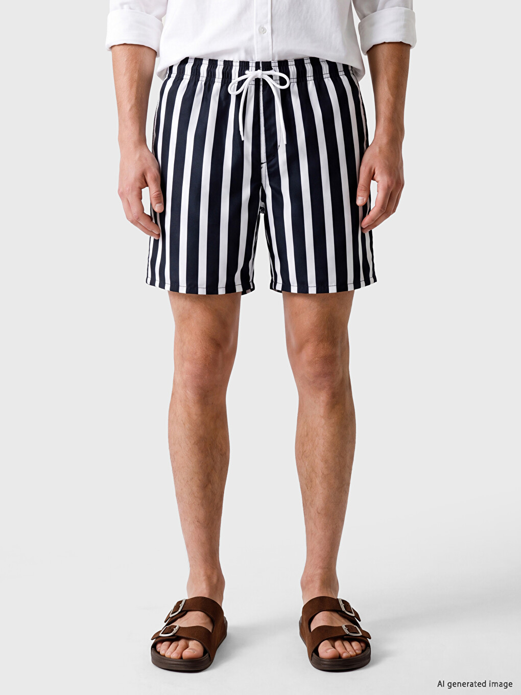 Short Striped Men's Swimming Shorts-1