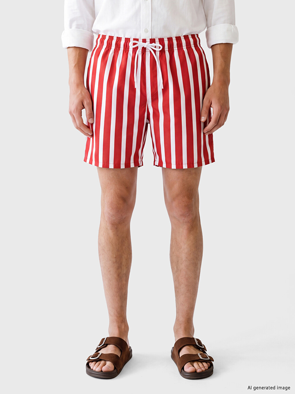 Short Striped Men's Swimming Shorts-1
