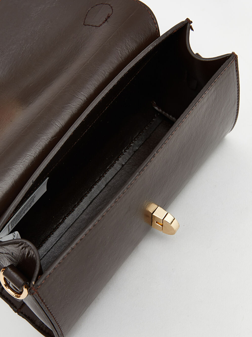 Kahverengi Deri Görünümlü Fularlı Kadın Omuz Çantası-3