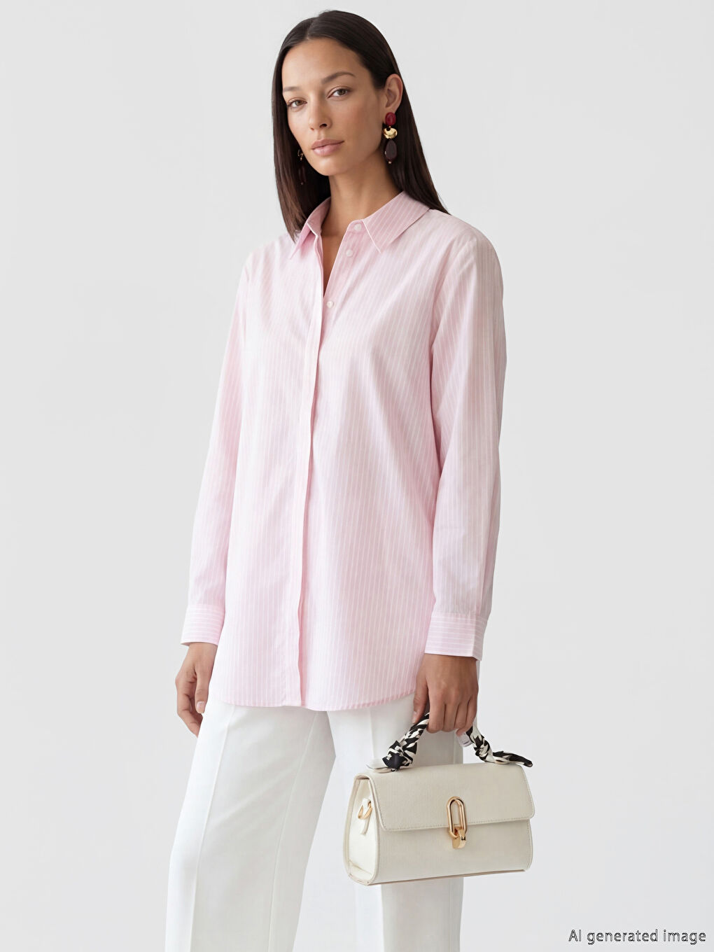 Bej Deri Görünümlü Fularlı Kadın Omuz Çantası