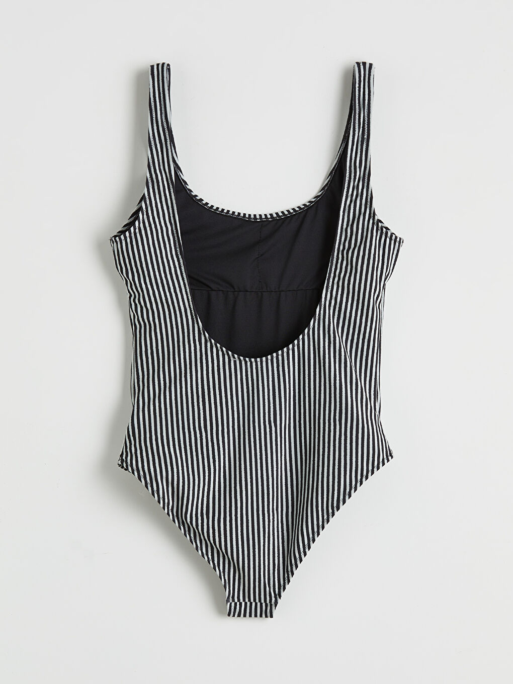 Siyah Dikişli Pedli Çizgili Kadın Mayo-1