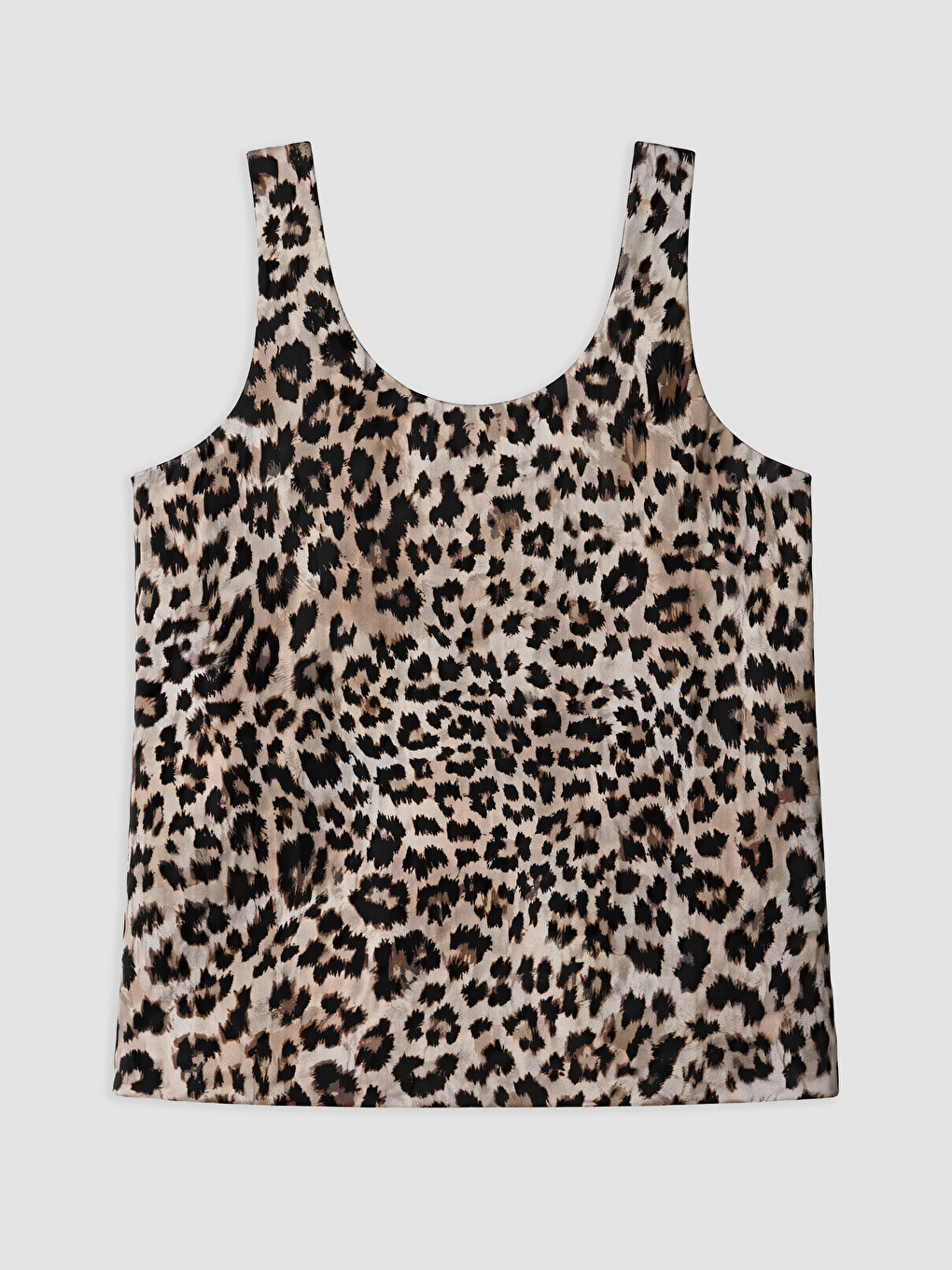 U Yaka Leopar Desenli Askılı Bluz-1