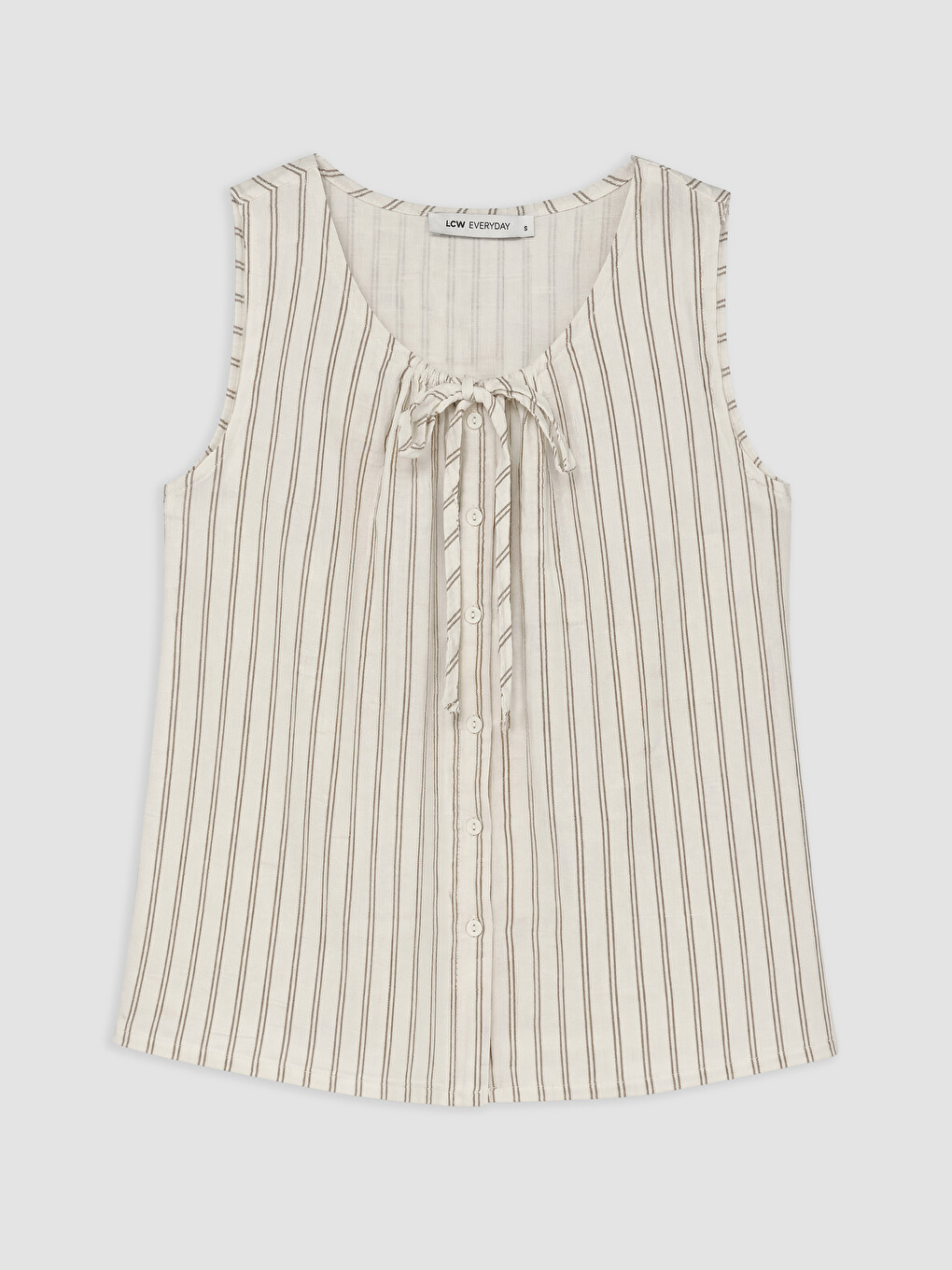Crew Neck Striped Tie Detail Blouse