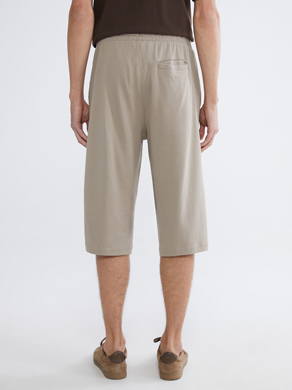 Bej Standart Kalıp Erkek Bermuda Şort-3