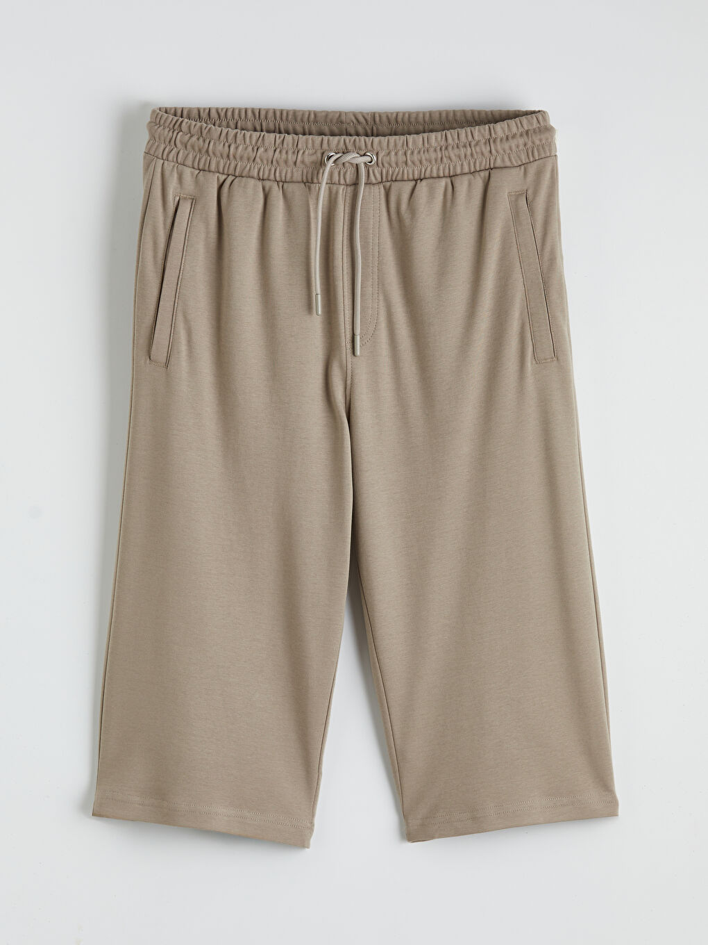 Bej Standart Kalıp Erkek Bermuda Şort-4