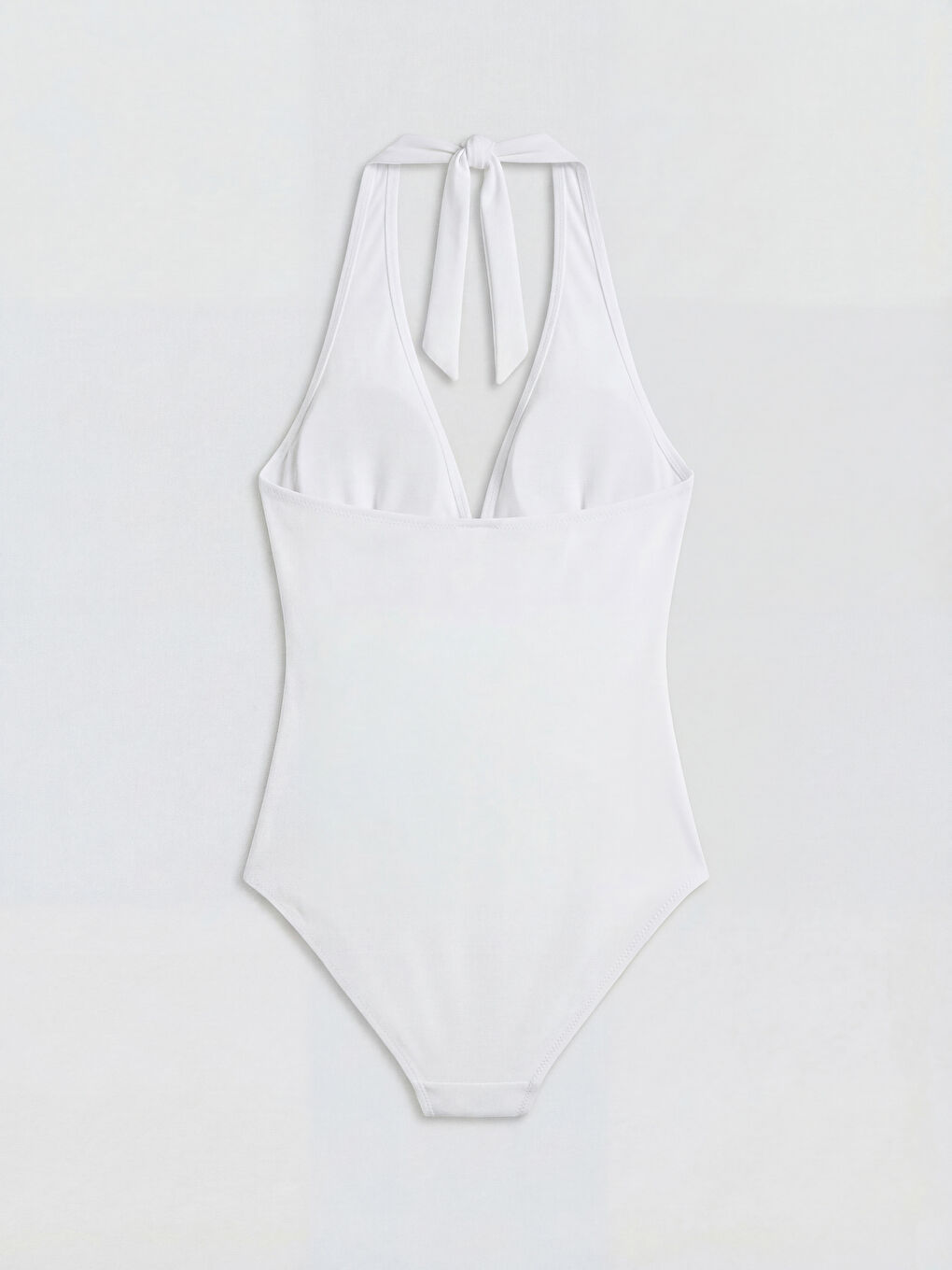 Beyaz Kadın Düz Çıkarılabilir Pedli Mayo-1