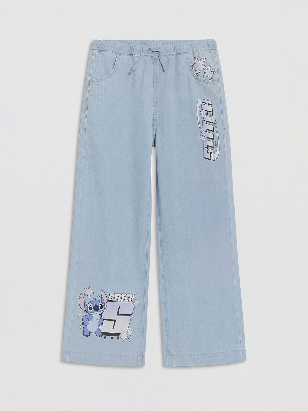 İndigo Wideleg Stitch Baskılı Kız Çocuk Jean Pantolon