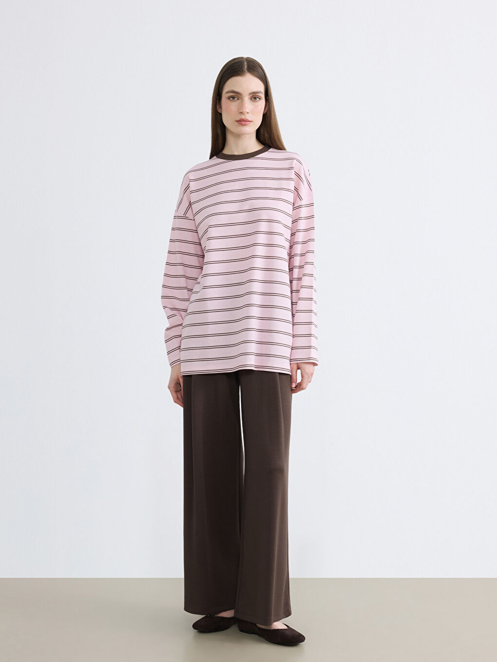 Crew Neck Striped Oversize Women's Tunic-1