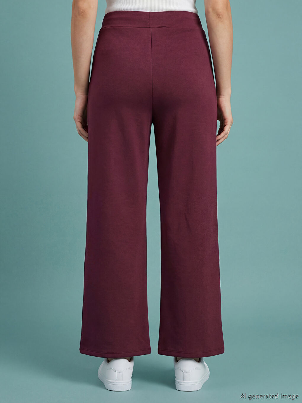 Mürdüm Beli Lastikli Geniş Paça Kadın Eşofman Altı-2