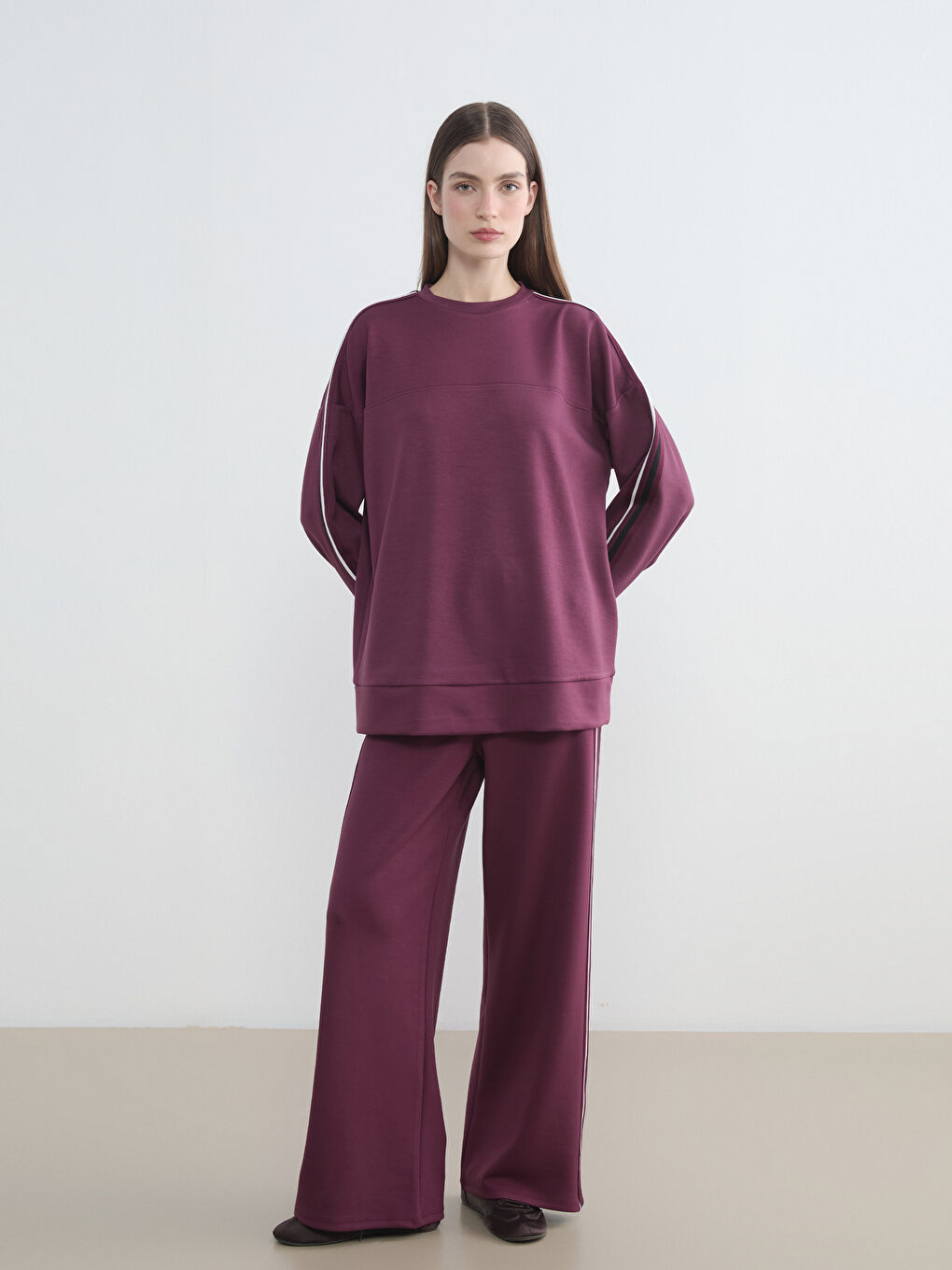 Crew Neck Oversize Women's Sweatshirt Tunic-1