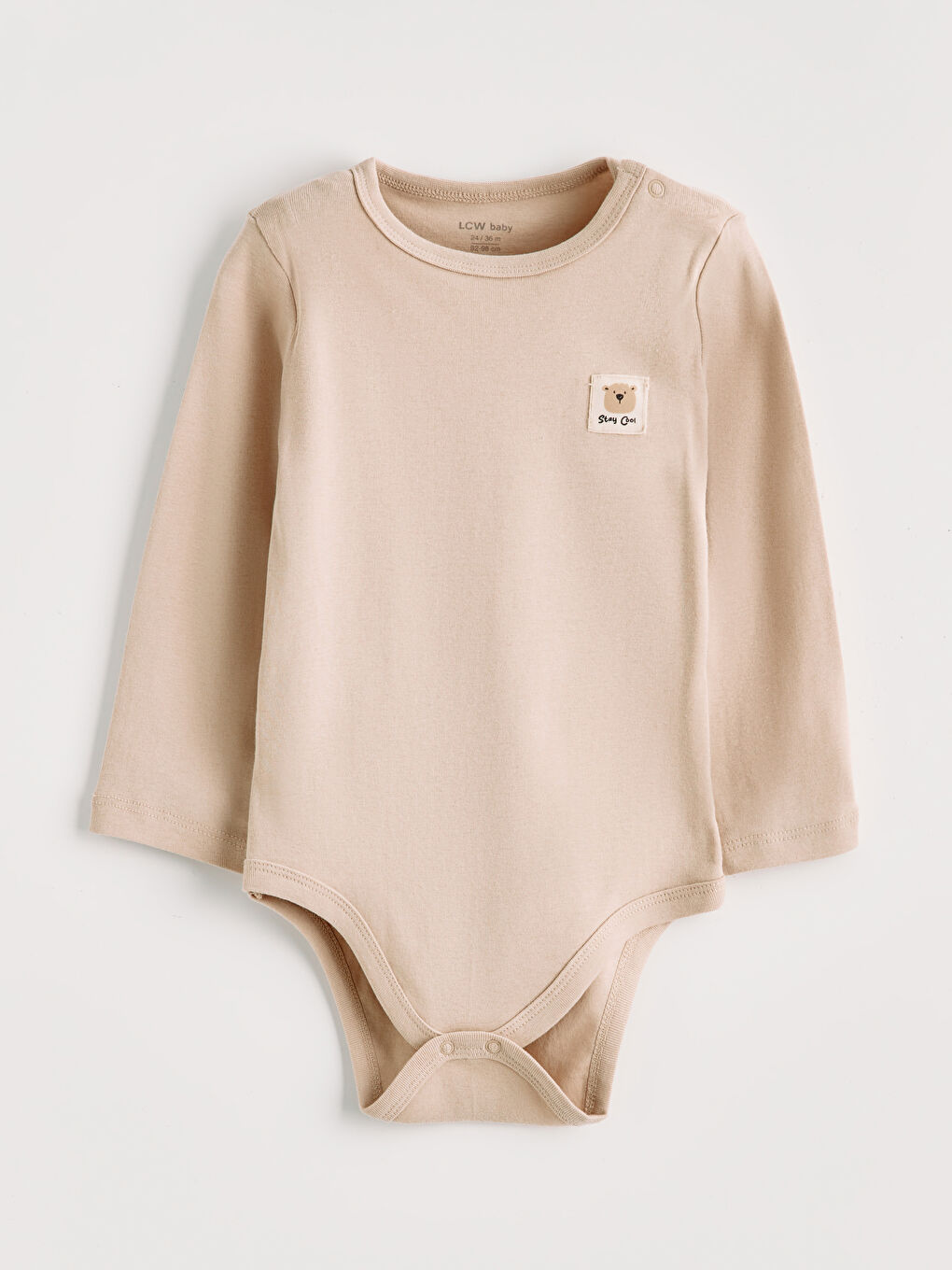 Bej Bisiklet Yaka Erkek Bebek Çıtçıtlı Body