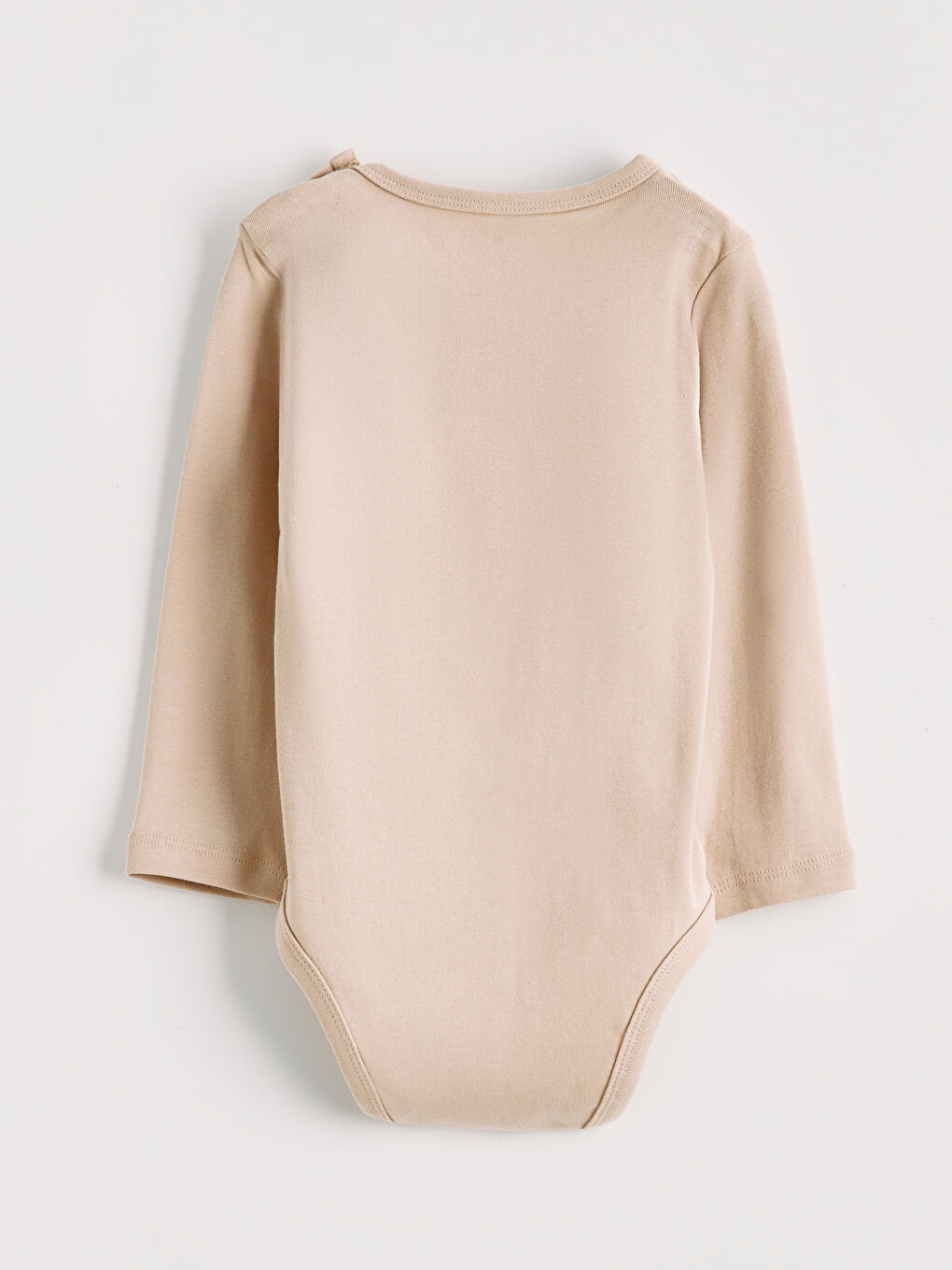 Bej Bisiklet Yaka Erkek Bebek Çıtçıtlı Body-1