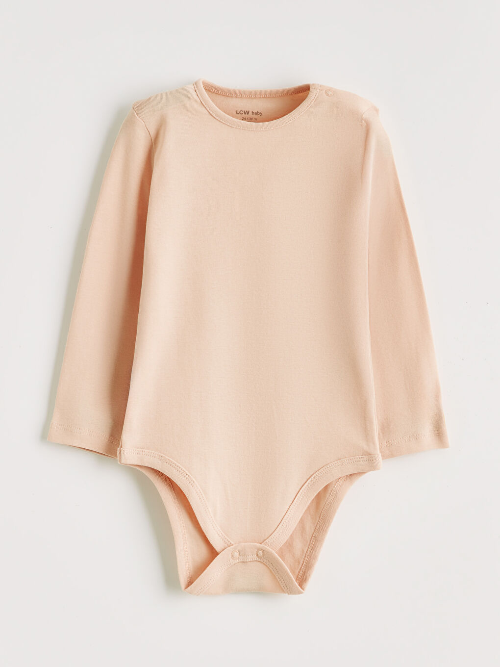 Pembe Uzun Kollu Bisiklet Yaka Kız Bebek Çıtçıtlı Body