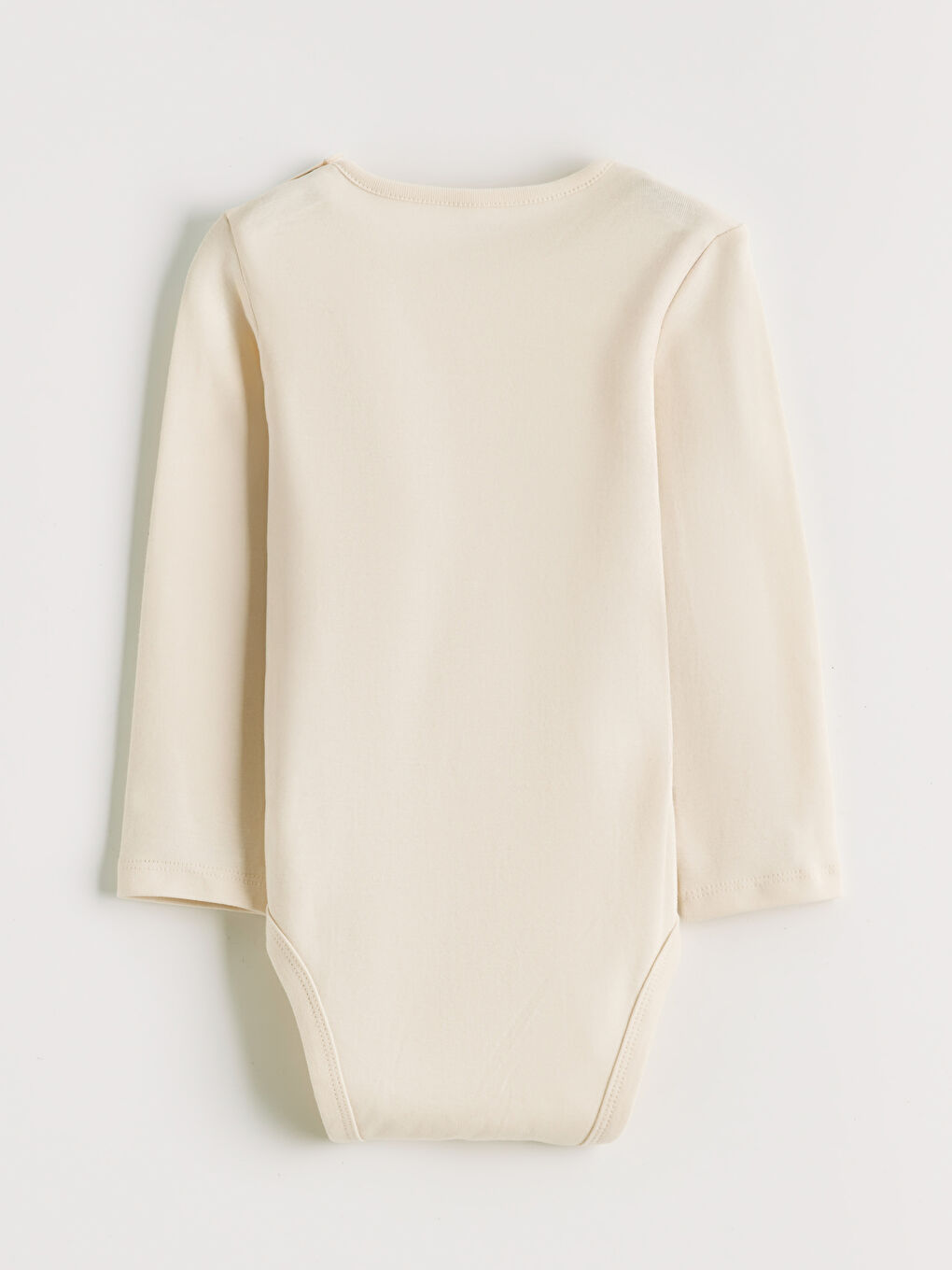 Bej Uzun Kollu Bisiklet Yaka Kız Bebek Çıtçıtlı Body-1