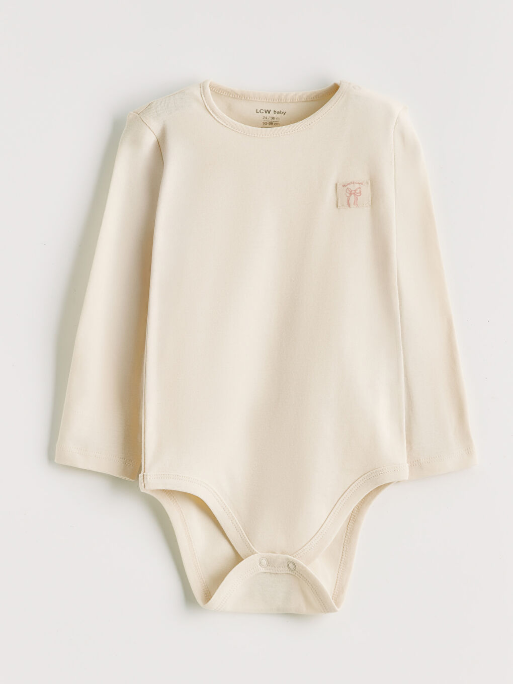 Bej Bisiklet Yaka Kız Bebek Çıtçıtlı Body 3'lü-5