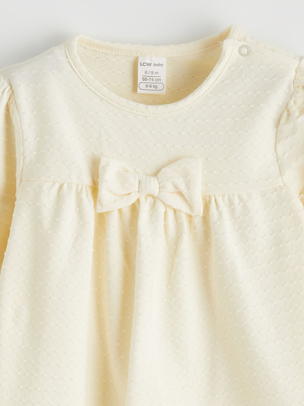 Ekru Bisiklet Yaka Fiyonklu Kız Bebek Tulum-2