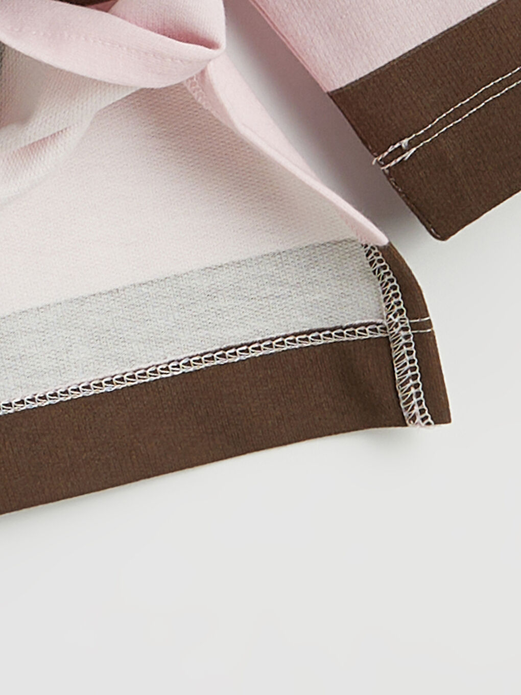 Pembe Polo Yaka Çizgili Oversize Kadın Sweatshirt Tunik-2