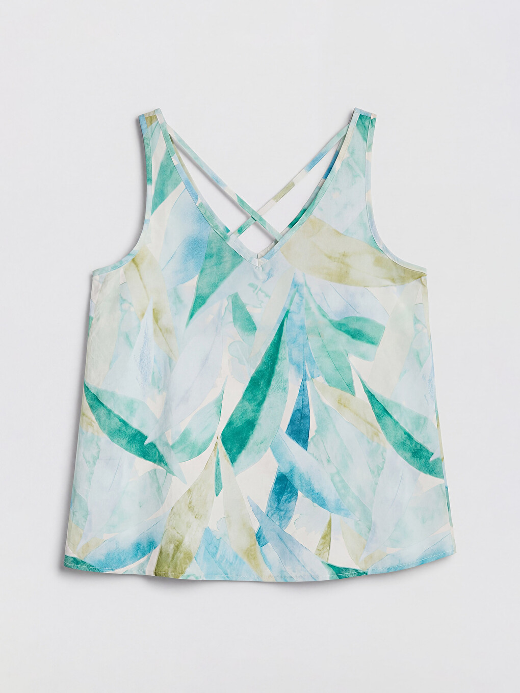 V Neck Leaf Patterned Blouse-5