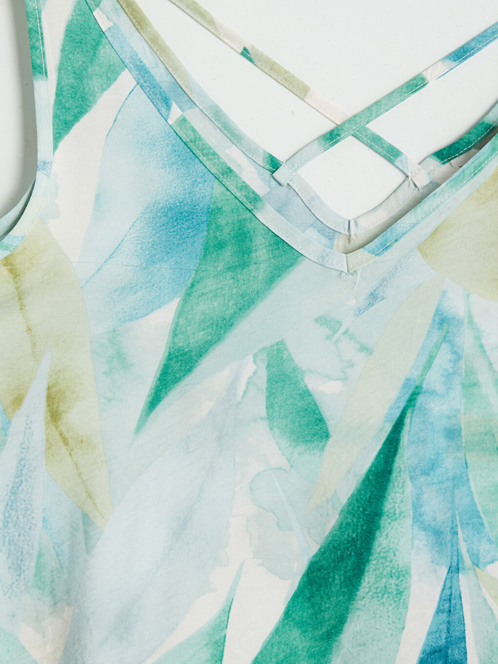 V Neck Leaf Patterned Blouse-6