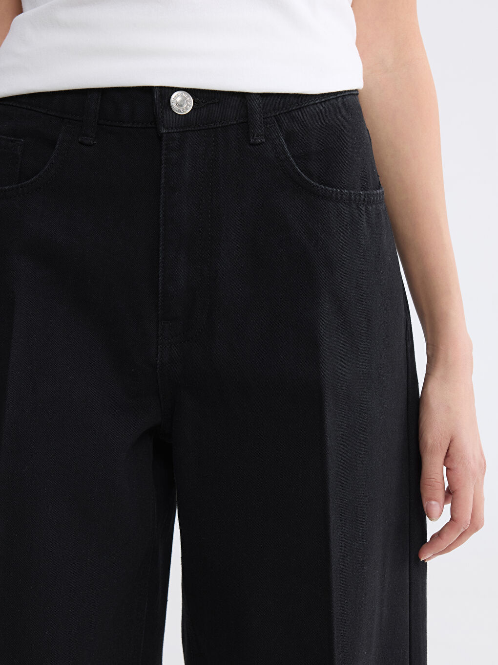 Siyah Yüksek Bel Barrel Fit Kadın Jean Pantolon-2