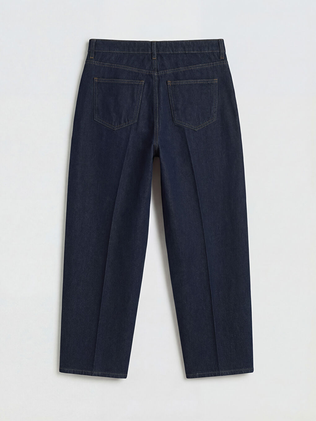 İndigo Yüksek Bel Barrel Fit Kadın Jean Pantolon-5
