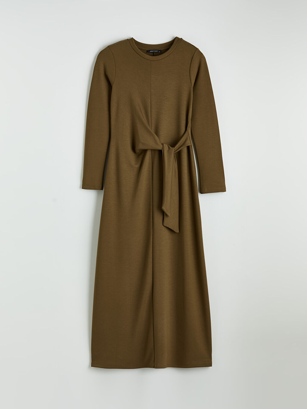 Yeşil Bisiklet Yaka Bağlama Detaylı Elbise