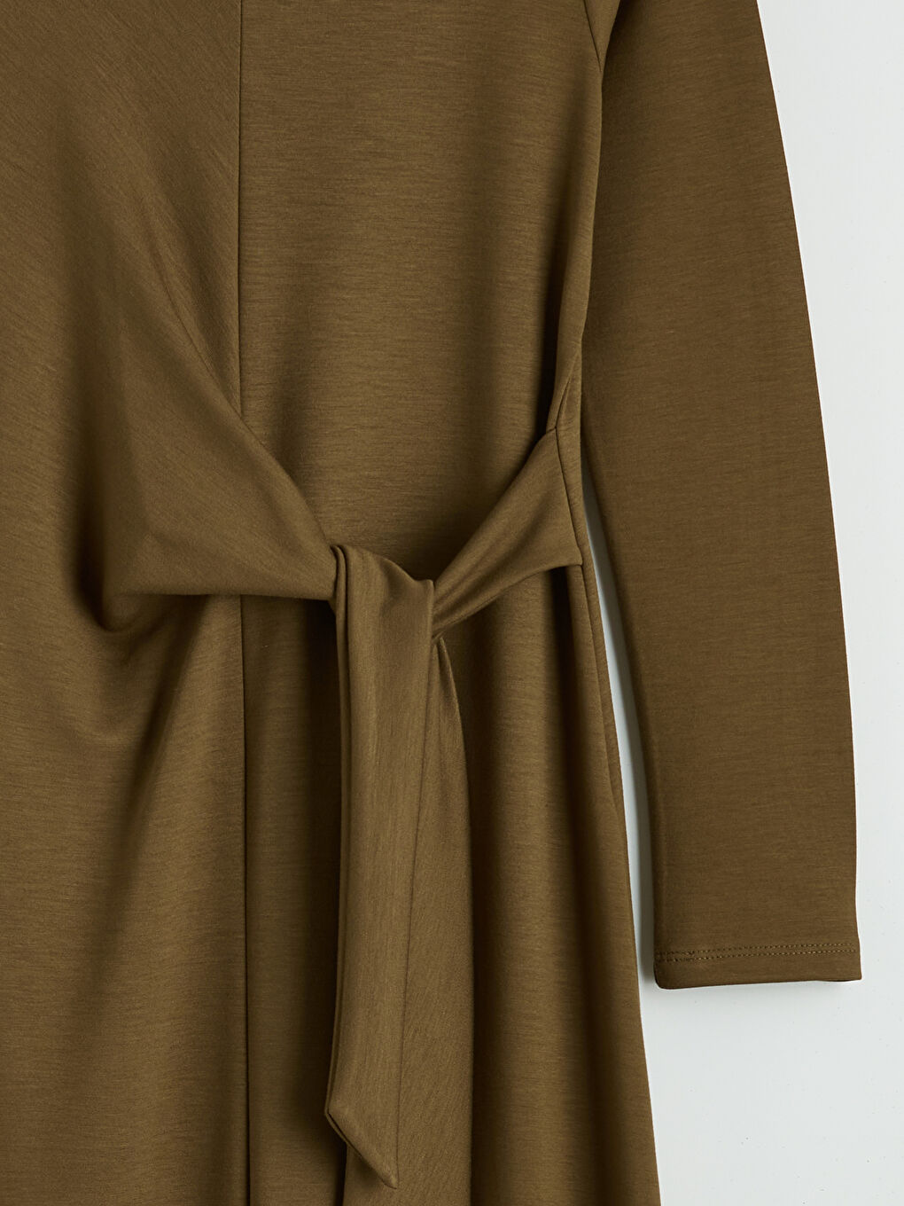 Yeşil Bisiklet Yaka Bağlama Detaylı Elbise-1