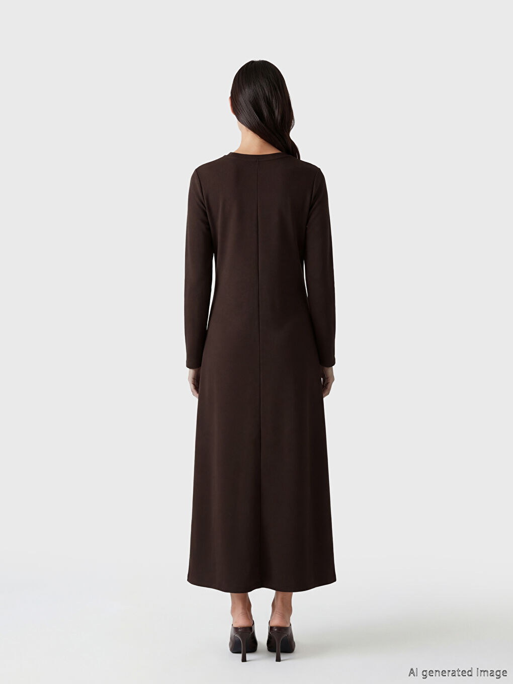 Bordo Bisiklet Yaka Bağlama Detaylı Elbise	-2