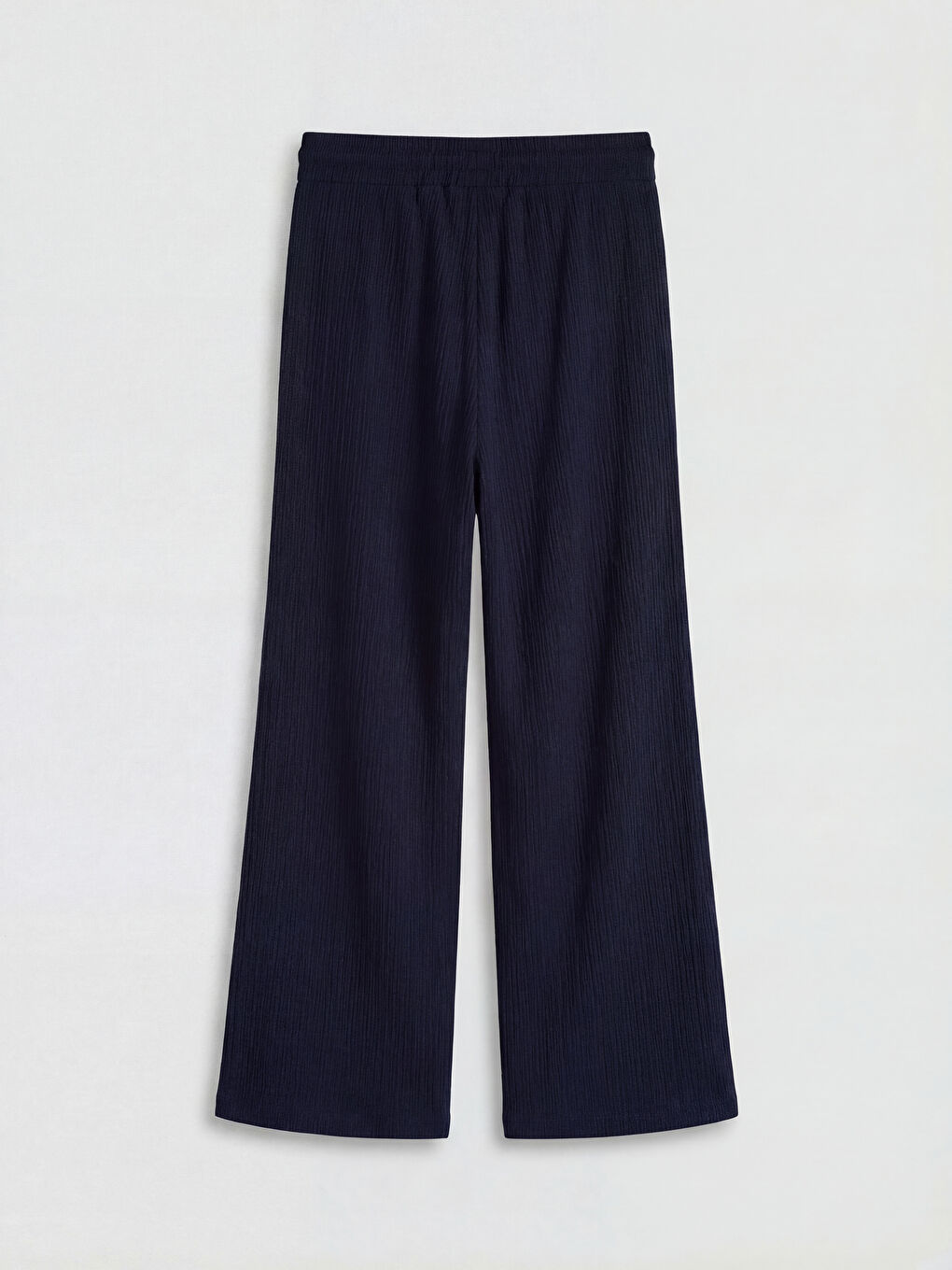 Lacivert Beli Lastikli Dokulu Kadın Pantolon-1