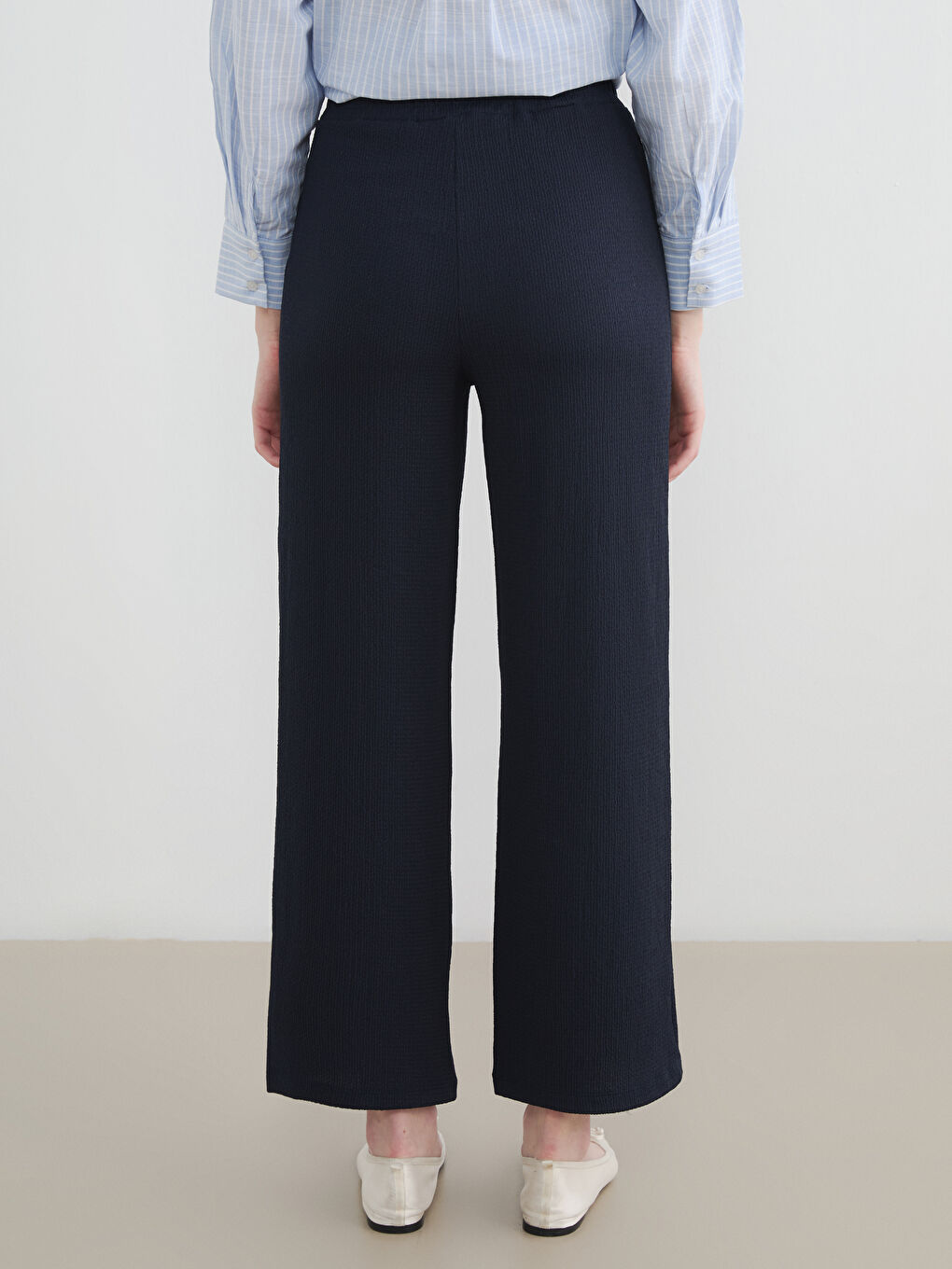 Pantalon texturé à taille élastiquée pour femme-3