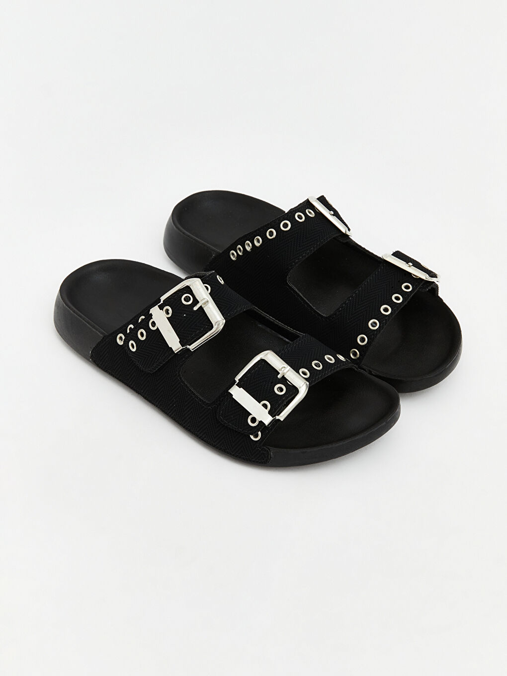 Siyah  Çift Bantlı Kadın Terlik