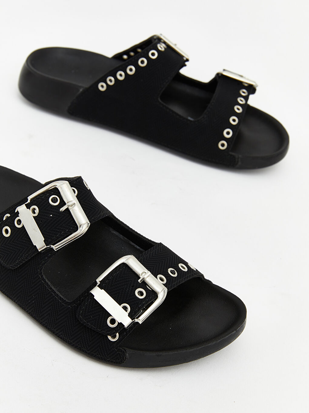 Siyah  Çift Bantlı Kadın Terlik-2