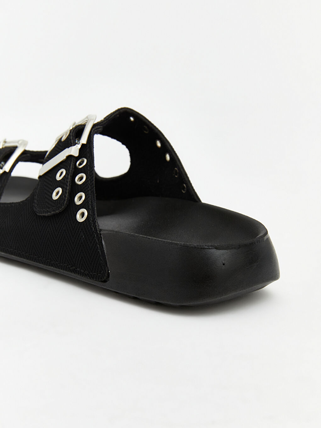 Siyah  Çift Bantlı Kadın Terlik-4