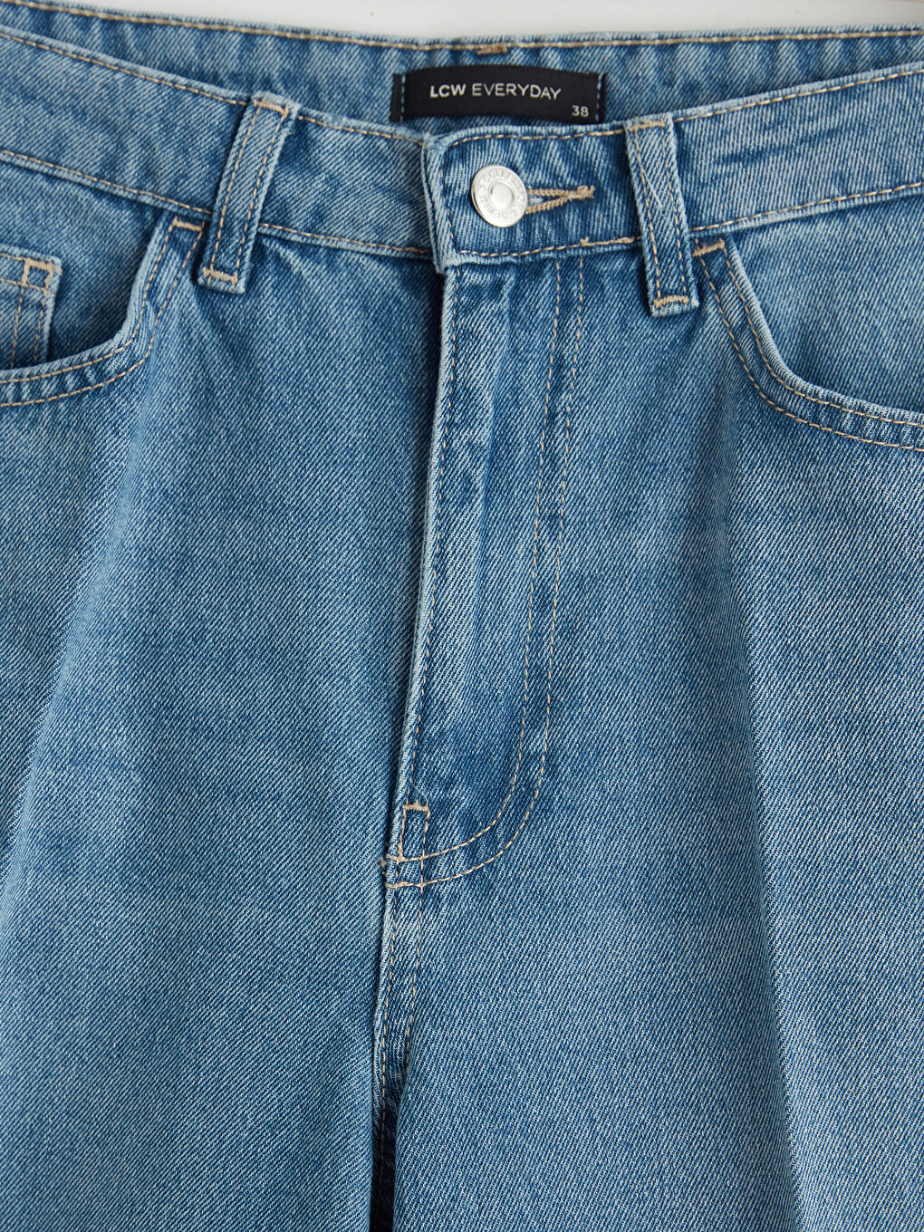 İndigo Yüksek Bel Barrel Fit Kadın Jean Pantolon-6