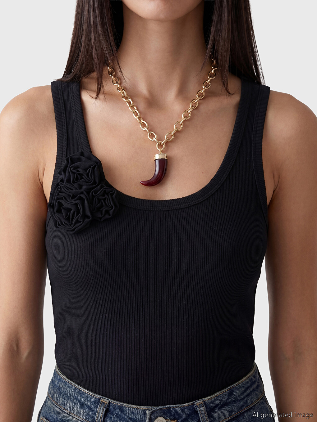 U Neck Flower Embellished Women's Tank Top-2
