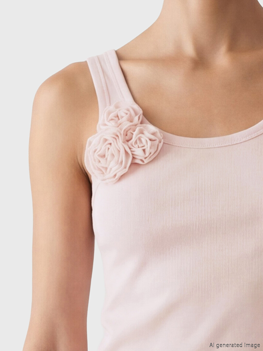 U-Ausschnitt Tanktop mit Blumenapplikation für Damen-2