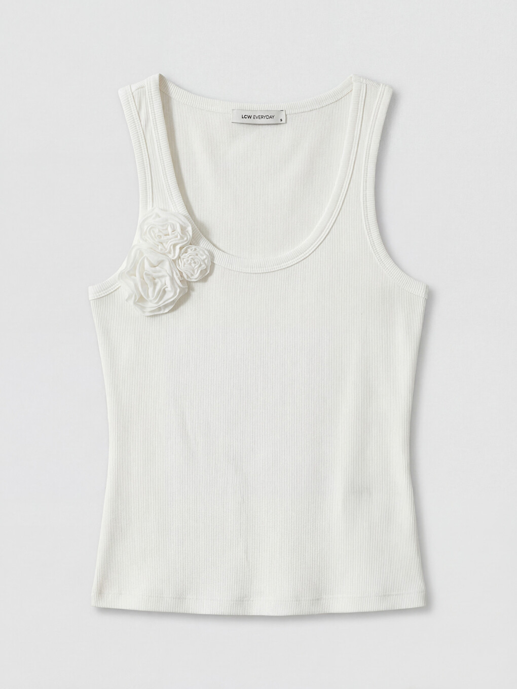 U-Ausschnitt Tanktop mit Blumenapplikation für Damen-4