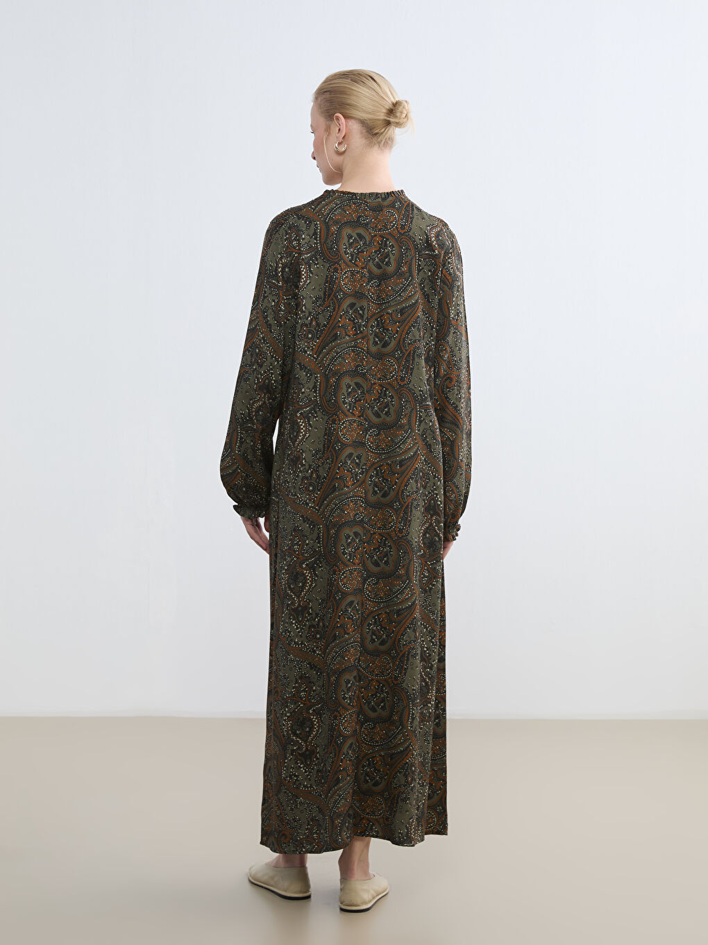 Tie-Neck Patterned Dress-3