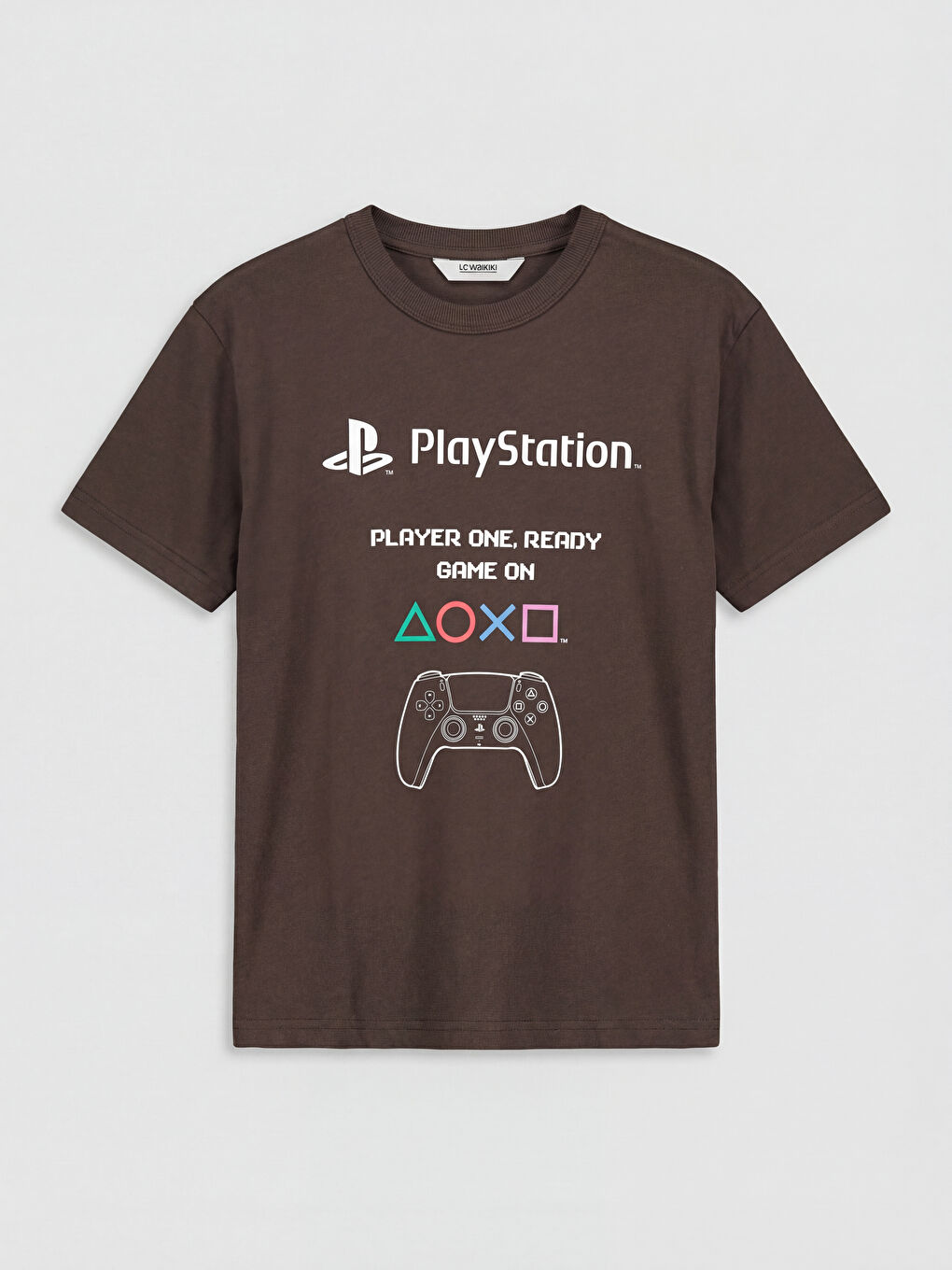 Kahverengi PlayStation Baskılı Erkek Çocuk Tişört
