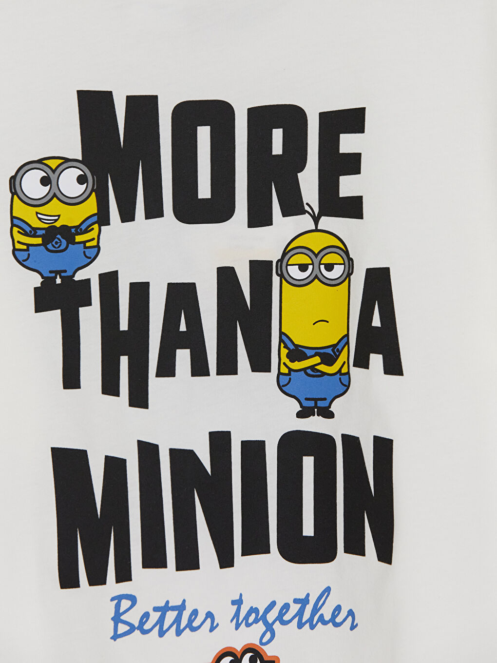 Ekru Bisiklet Yaka Minions Baskılı Erkek Çocuk Tişört-3