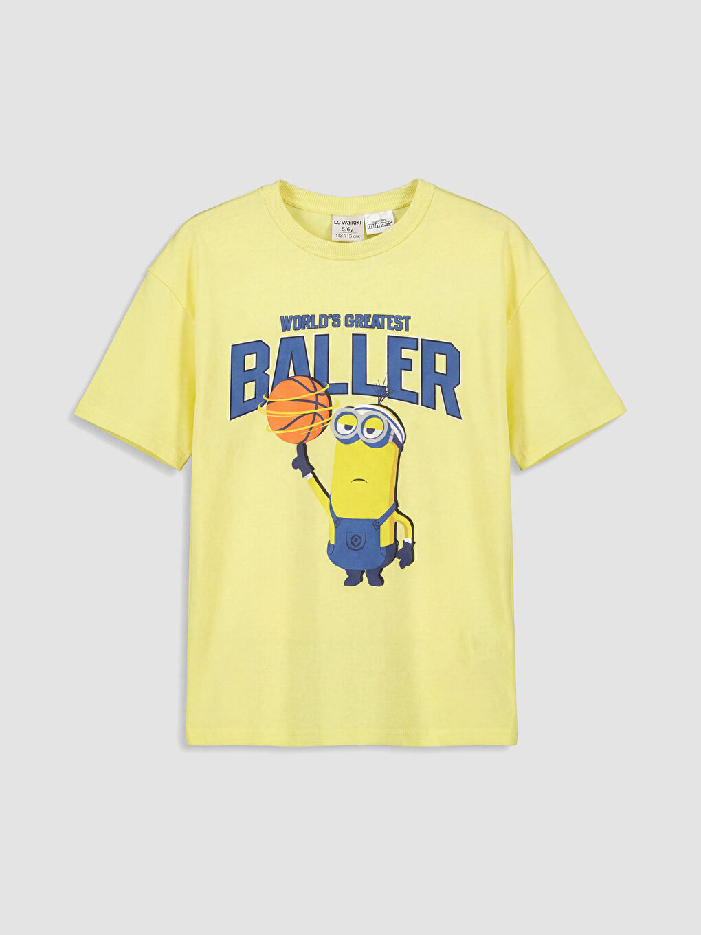 Sarı Bisiklet Yaka Minions Baskılı Erkek Çocuk Tişört